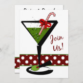 Red Kerstfeest Cocktails Kaart (Voorkant / Achterkant)