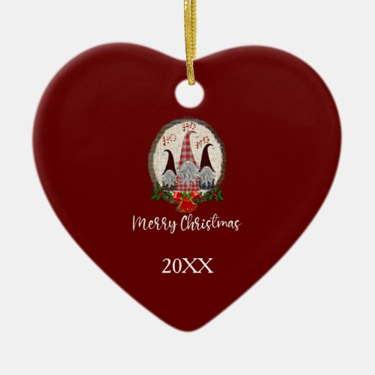 Red Kerstgnomen Trendy Elves Keramisch Ornament (Voorkant)