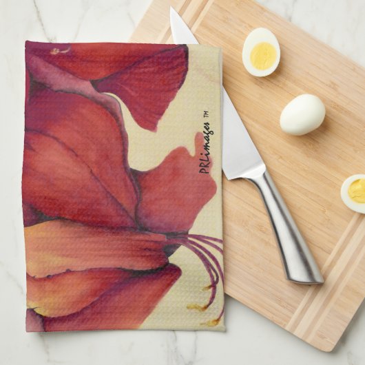 Red Kerstmis Amaryllis Kitchen Towels Theedoek (Quarter Fold)