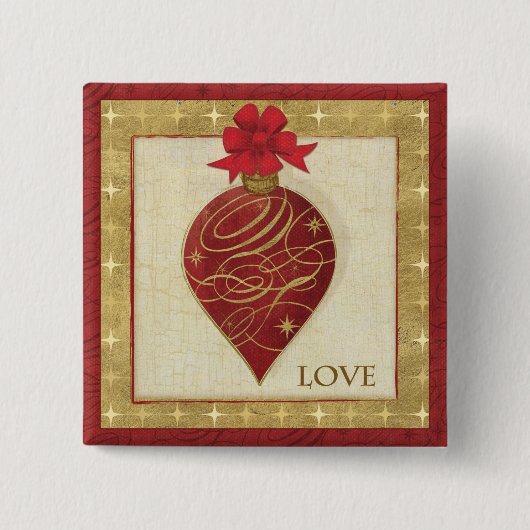 Red Kerstmis DŽcor Hope Vierkante Button 5,1 Cm (Voorkant)