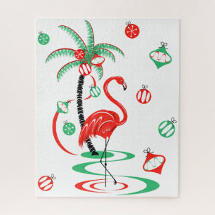 Red Kerstmis Flamingo Baubles Legpuzzel