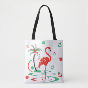Red Kerstmis Flamingo Baubles overal Draagtas