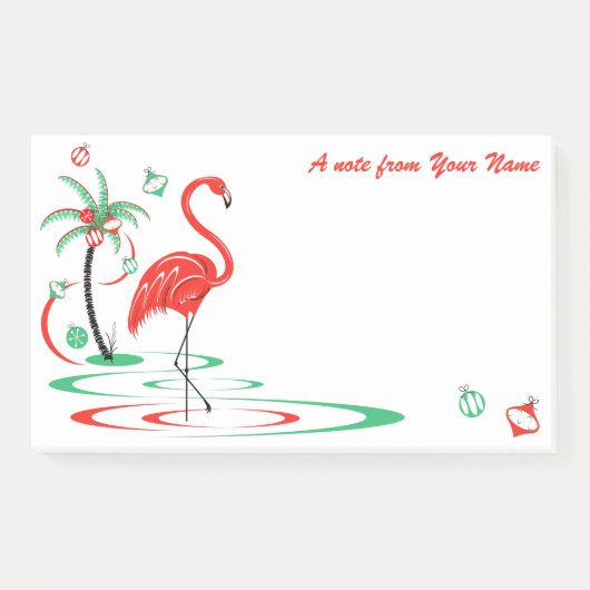 Red Kerstmis Flamingo Baubles Tekst groot Post-it® Notes (Voorkant)