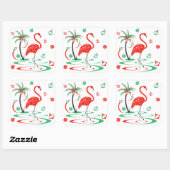 Red Kerstmis Flamingo Baubles vierkant Vierkante Sticker (Vel)