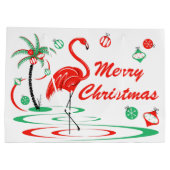 Red Kerstmis Flamingo Merry kerst grote Groot Cadeauzakje (Achterkant)