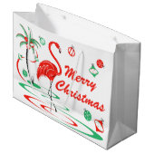 Red Kerstmis Flamingo Merry kerst grote Groot Cadeauzakje (Voorkant Gekanteld)