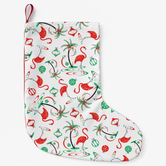 Red Kerstmis Flamingo Multi-stocking eenzijdig Kleine Kerstsok (Voorkant)