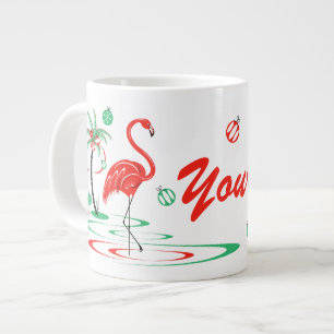 Red Kerstmis Flamingo Name jumbo Extra Grote Beker