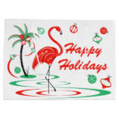 Red Kerstmis Flamingo Prettige feestdagen groot Groot Cadeauzakje (Achterkant)