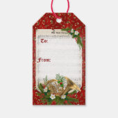Red Kerstmis Franse Horn  blad Music Cadeaulabel (Voorkant)