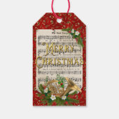 Red Kerstmis Franse Horn  blad Music Cadeaulabel (Achterkant)