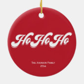 Red Kerstmis Ho Ho-boomversiering Keramisch Ornament (Achterkant)