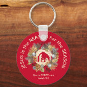 Red Kerstmis JESUS IS DE REDEN Sleutelhanger (Voorkant)