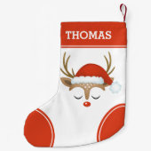 Red Kerstrendiermonogram stoppen Kleine Kerstsok (Achterkant)