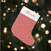 Red Kerstsnowflake Pattern, gepersonaliseerd Grote Kerstsok
