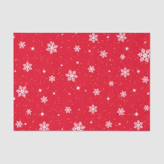 Red Kerststerren Snowflakes Patroon Tissuepapier (Voorkant)
