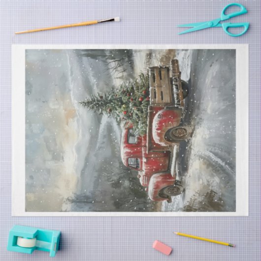 Red Kersttruck Tissuepapier (Craft)