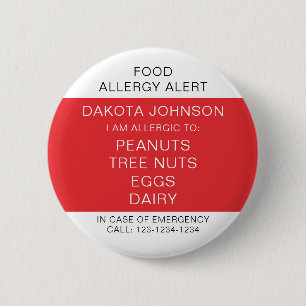 RED Kids Gepersonaliseerde Allergie Ik ben allergi Ronde Button 5,7 Cm