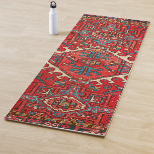 Red Kilim tapijt Rug Geometric Patterned Fitness Yogamat