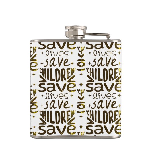 Red kinderen, red levens heupfles (Achterkant)