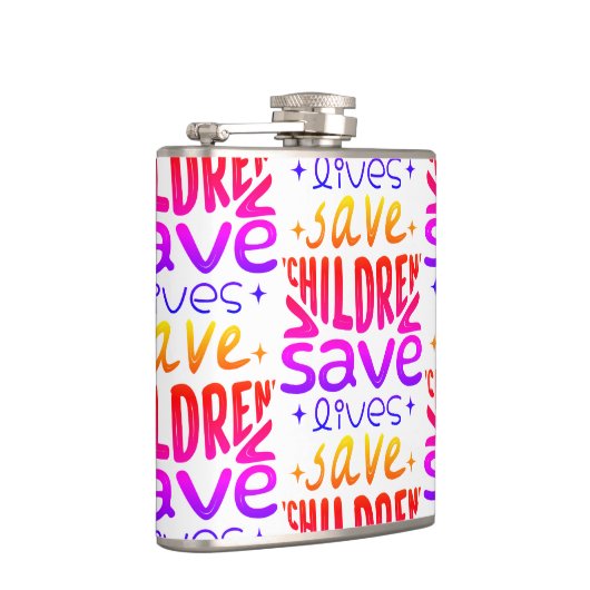 Red kinderen, red levens heupfles (Rechts)