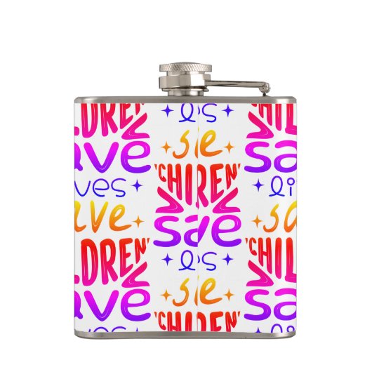 Red kinderen, red levens heupfles (Achterkant)