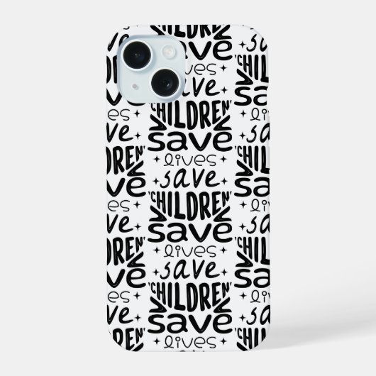 Red kinderen, red levens iPhone 15 hoesje (Achterkant)