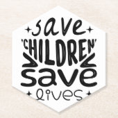 Red kinderen, red levens kartonnen onderzetters (Voorkant)