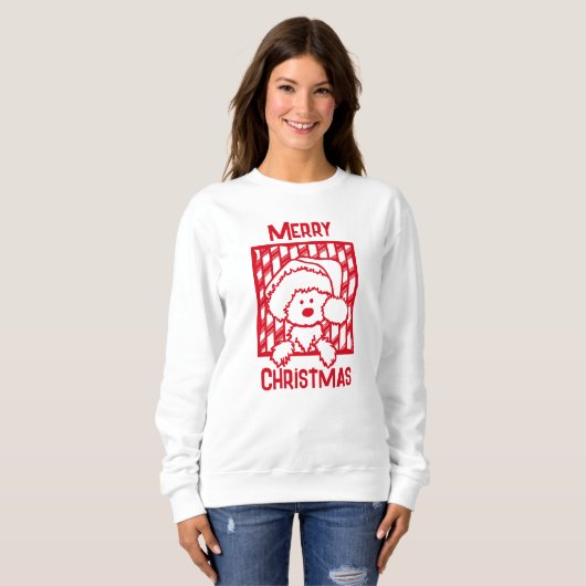 Red KiniArt Westie Hond Kerstmis Sweatshirt (Voorkant volledig)
