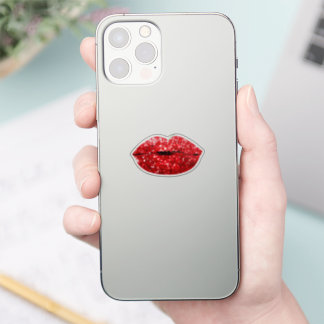 Red Kiss Lips Make-up Glitter Effect Sticker