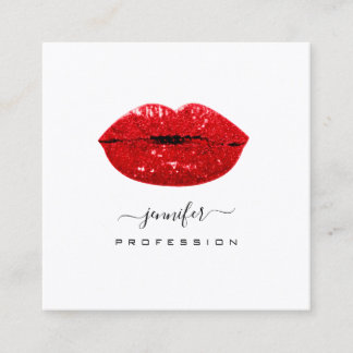 Red KISS LIPS Makeup Artiest White Social Media Vierkante Visitekaartje