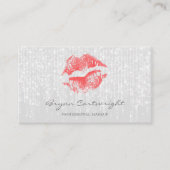 Red Kiss Lips met subtiele Twinkle Lights make-up Visitekaartje (Voorkant)
