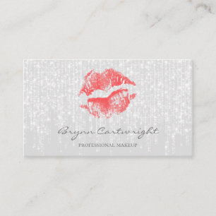 Red Kiss Lips met subtiele Twinkle Lights make-up Visitekaartje