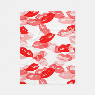 Red Kiss Love Lips Design Fleece Deken