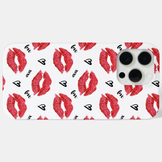 Red Kisses en Hearts Pattern Case-Mate iPhone Case (Achterkant (horizontaal))