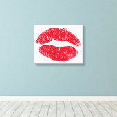 Red Kissons Lips Canvas Afdruk (Insitu (Houten vloer))
