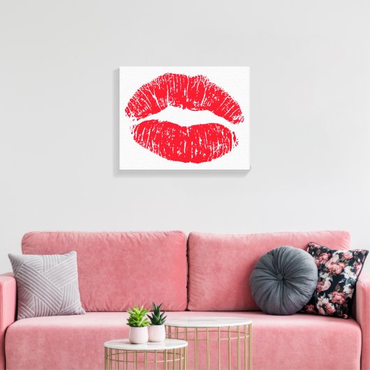 Red Kissons Lips Canvas Afdruk (Insitu (Woonkamer))