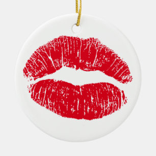 Red Kissons Lips Keramisch Ornament