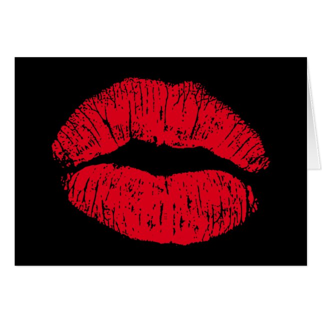 Red Kissons Lips op Black (Voorkant Horizontaal)