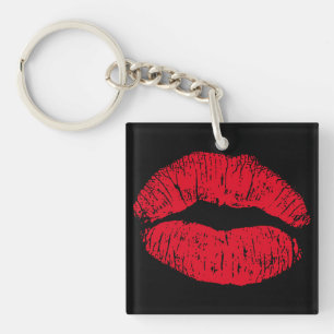 Red Kissons Lips op Black Sleutelhanger