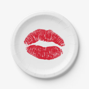 Red Kissons Lips Papieren Bordje