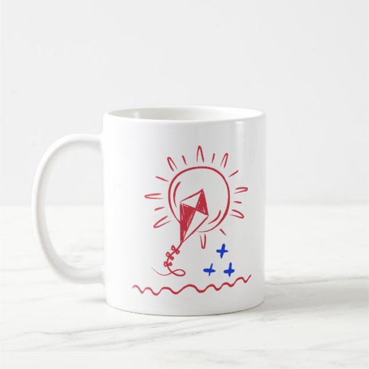 Red Kite Pattern Coffee Cup Koffiemok (Links)