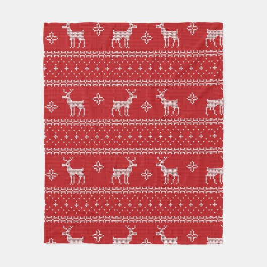 Red Knit Sweater met Deer Fleece Blanket (Voorkant)