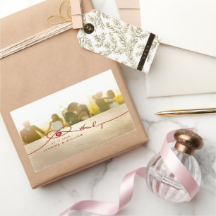 Red Knot Double Happiness Chinese Weddenfoto Rechthoekige Sticker