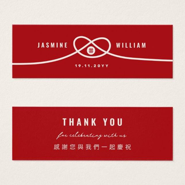 Red Knot Union Double Happding Wedding Gift Label Mini Visitekaartjes (Voorkant /achterkant)