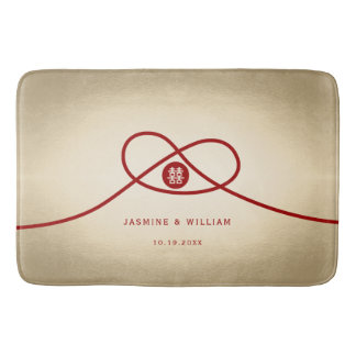 Red Knot Union Double Happiness Chinese Wedding Badmat