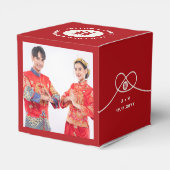 Red Knot Union Double Happiness Chinese Wedding Bedankdoosjes (Achterkant)