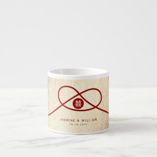 Red Knot Union Double Happiness Chinese Wedding Espresso Kop