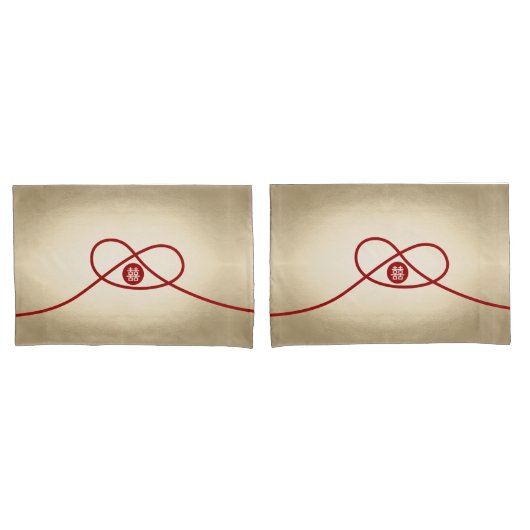 Red Knot Union Double Happiness Chinese Wedding Kussensloop (Voorkant-Set)