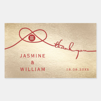 Red Knot Union Double Happiness Chinese Wedding Rechthoekige Sticker